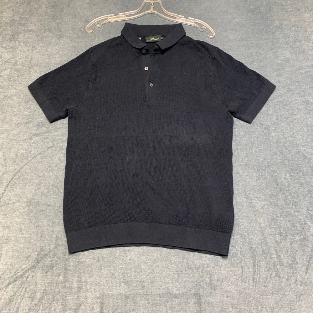 Rodd & Gunn Polo Shirt Mens Large Navy Blue Golf Tennis Performance Ribbed Hem